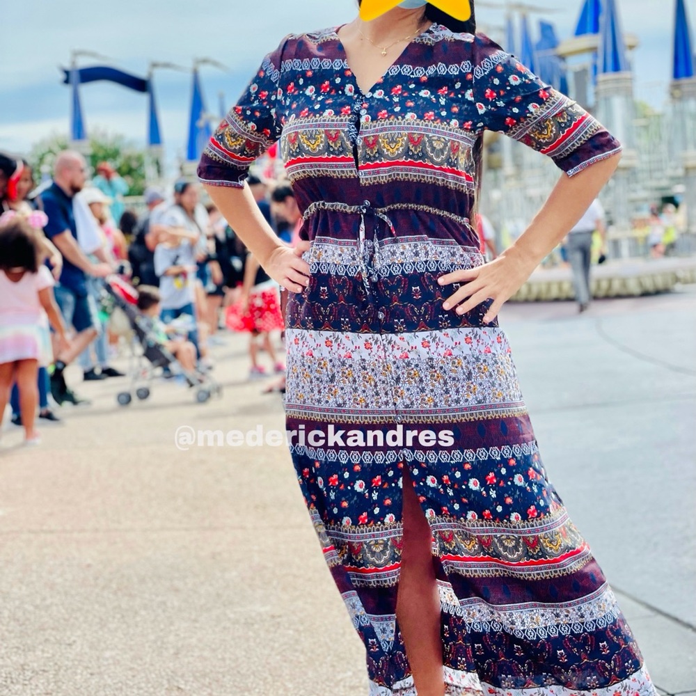 NWT bohemian print maxi dress boho party cocktail - Picture 8 of 16